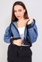 Crop Hooded Cardigan, Indigo (B20-501301) - 3