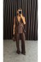 Double-Breasted Collar with Pleated Detail Two-Piece Suit - 4