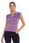 Wt353 polo neck striped knitwear women's t-shirt - 2