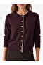 Viscose Blended Contrast Layered Long Sleeve Crew Neck Knitwear Cardigan - 4