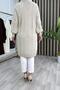 Zübeyde Hirka Acrylic Yarn Fabric Women's Beige Buttoned Cardigan - 4