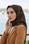 100% حرير مزدوج بنمط سلسلة أسود - ذهبي اللون 90x90 وشاح بحافة مخيطة يدويًا