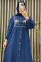 Ulvi̇ye Dress Light Blue Denim Dress with Embroidery Detail and Buttons Relaxed Fit - 3