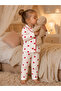 Red Big Heart Patterned Organic Cotton 2-Piece Baby Girl Pajama Set - 6