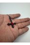 Unisex Necklace with Cross Figure with Red Dot Detail on Black Background – Metal Gothic and Alternative Jewelry - 3