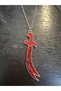Hz. Red Detailed Unisex Necklace with Ali Written Zülfikar Figure - 60 cm Chain, Islamic Symbol Jewelry - 2
