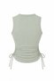 Women's Stone Color Front Zipper Adjustable Side Gathered Lycra Sleeveless Crop Top (95% Cotton) - 2