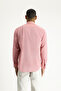Long Sleeve Regular Fit Sports Linen Blended Button Collar Shirt - 5