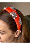 Bym064 Pomegranate Flower Satin Zircon Stone Flower Patterned Women's Evening Dress Hair Crown - 5