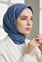 100% twill silk monogram patterned indigo colored 90x90 scarf sewing method: hand stitching - 2
