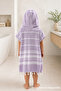 Cotton Children's Bathrobe Poncho Peshtemal 100% Cotton Beach Towel Lilac - 3