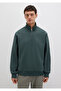 Semi-Zip Green Basic Sweatshirt 0S10419-71598 - 4