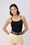 Women's Strappy Lycra Cotton Basic Undershirt 3000 - Black