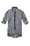 Slim Fit 100% Cotton Fabric Prevailing Collar Long Sleeve Shirt--navy blue line-