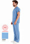 Men's Alaskan Blue Lycra Thin Fabric Scrubs Doctor Nurse Uniform Bat Sleeve Surgical Suit (with Arma Gift) - 4