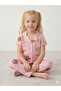 Girls' Summer Pajama Set with Teddy Bear Pattern, Pink Color, Short Sleeve, Cotton - 4