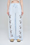 Women's Pastel Color Embroidered Draped Trousers