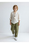 Khaki Linen Boyfriend Pants + Cream Linen Drawstring Shirt