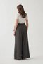 Anthracite-Waist Tie Detailed Muslin Trousers - 3