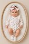 Baby Girl Newborn Romper with Bandana and Booties Set Heart Pattern Summer Holiday Outfit - 2