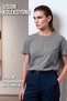 Women's Vision Crew Neck Premium Quality Dense Textured Cotton T-Shirt Dark Gray W101-R0220-04 - 4