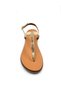 Genuine Leather Metal Leaf Detailed Gold Color Women's Stylish Flip-Flop Sandals - 4
