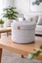 Covered Knitted Basket |   Decorative and Multi-Purpose Storage Box |   Stylish Organizer for Bathroom, Kitchen, and Baby Room - 2