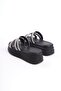 Th Colleciton Elise Flat Heeled Striped Stoned Thick and Orthopedic Sole Women's Slippers Cst - Black - 39 - 5