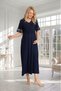 New Season Navy Blue Maternity Summer Full Length Lace Detailed 100% Cotton Short Sleeve Dressing Gown Nightgown Set - 7