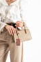 Gold Detailed Fixed Strap Petra Women's Crossbody Bag Mink - 2