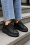 Black Thick Sole Unisex Sneaker Daily Platform Sports Shoes - 5