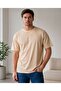 Crew Neck Unisex Basic Plain Beige T-Shirt