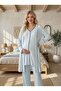 New Season Blue Buttoned Short Sleeve Summer Special Design Maternity Pajama Set - 8