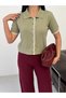 Premium Viscose Soft Textured Shirt Collar Short Sleeve Lace Detailed Knitwear Cardigan - 8