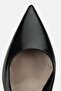 Women's Black Pointed Toe Patent Leather Open Back Stiletto Heel U Shoes - 5