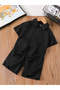 Boys Black Texture Short Sleeve T-Shirt and Shorts Set