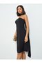 Black Bandeau Knee Length Dress with Neck Scarf