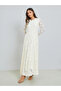 Off-White Floral Lace A-Line Maxi Dress - 3