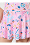 Girls Pink Printed Swimsuit with Shorts - 3
