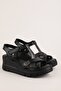Genuine Leather Anatomical Sole Padded Heel Sandals Slt.200 Black - 2