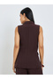Brown Sleeveless Linen Look Waistcoat - 5