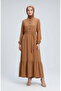 Hakim Collar Belted Viscose Dress 4077-05 Milk Coffee - 2