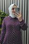Women's Islamic Clothing Plus Size Polka Dot Shirt Dress - 4