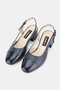 Women's Dark Blue Genuine Natural Leather Thick Heel Shoes with Open Back in Sizes 34-35-41-42 - 2