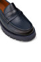Women's Genuine Leather Navy Blue Loafers - 3