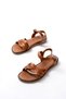 Zri̇n-037 Premium Tan Genuine Leather Orthopedic Sole Women's Sandals