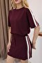 Women's Stripe Detailed Comfortable Modal Fabric Shorts Skirted T-Shirt Set - 2