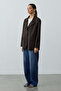 Double Button Oversize Blazer Jacket Bitter Brown - 2