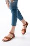 Zri̇n-037 Premium Tan Genuine Leather Orthopedic Sole Women's Sandals - 5
