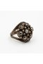 Bronze Vintage Women's Ring Authentic Jewelry Margazite Inlaid Round Daisy Adjustable - 7